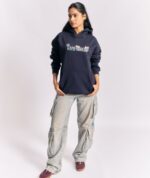 Navy Blue Embroidery Hoodie - Image 3