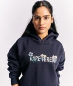 Navy Blue Embroidery Hoodie - Image 4