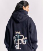 Navy Blue Embroidery Hoodie - Image 5