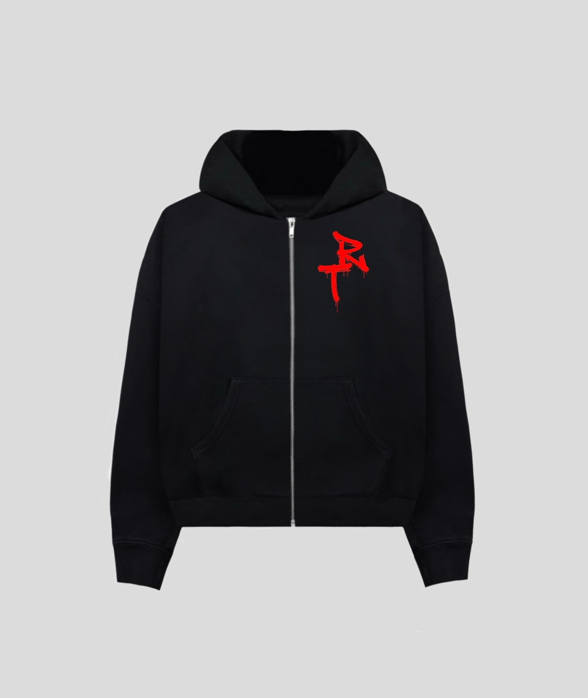 5 Oversized Black Zip Hoodie - Image 1
