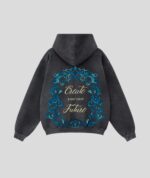 Acid-Wash Zip-Up Hoodie with Graphic Artwork - Image 2