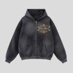 Oversized Acid-Wash Zip Hoodie