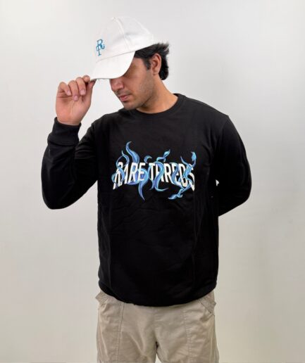 Volcanic Flames Glow-Print Sweatshirt – Black